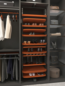 Porte-chaussures pivotant à 180°, multifonctionnel, de luxe, en similicuir, avec cadre en aluminium gris foncé, directement de l'usine, pour présentation en boutique - Product Image 1