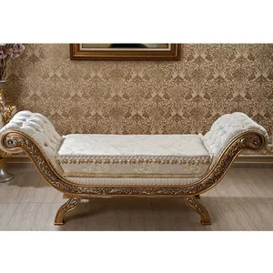 Factory Direct Sale Living Room Furniture Couch Royal Classic Antique European Hand Caved Bench