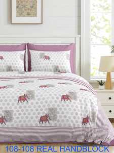 Ensemble de draps de lit king size 100% coton véritable imprimé à la main, 108x108 pouces avec 2 taies d'oreiller – Drap de lit jumbo - Product Image 2