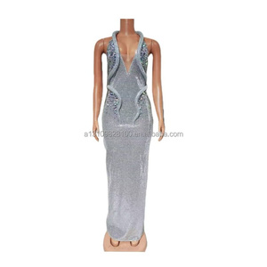 sachin and babi light blue dress Black jersey halter neck Red Carpet dress – BU Club main image 0