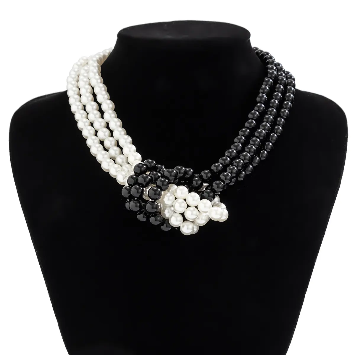 European American Style Retro Small Fragrance Patchwork Knot Multi-Layer Imitation Pearl Necklace for Women for Gifts Weddings