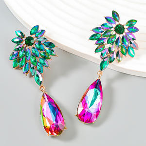 Pendientes Largos Geométricos de Cristal <span class=keywords><strong>Grande</strong></span> en 7 Colores para Mujer, Joyería de Moda al por Mayor, Estilo Bohemio, de Lujo, para Verano y Playa - Product Image 3