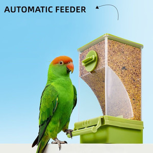 Dispenser Automatico di Semi per Uccelli da Gabbia, Contenitore Anti-Rovesciamento per Pappagalli, Parrocchetti, Calopsittici e Agaporni - Product Image 1