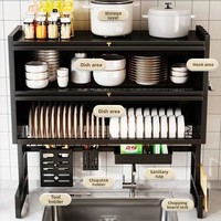 YOTO Égouttoir à Vaisselle de Comptoir Multifonctionnel Double Couche, Rangement de Cuisine sans Perçage et Anti-Poussière, Installation sur Pied
