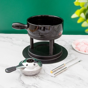 Ensemble de casseroles <span class=keywords><strong>en</strong></span> céramique noire, 18 pièces, <span class=keywords><strong>en</strong></span> <span class=keywords><strong>fonte</strong></span>, brûleur <span class=keywords><strong>à</strong></span> fondant au fromage et au chocolat, <span class=keywords><strong>service</strong></span> pour les steak de fruits de mer - Product Image 3
