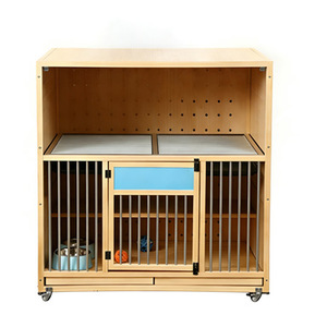 Cross-<b>border</b> design, source factory direct supply, solid wood storage compartments with wheels, metal <b>fence</b> dog cage. - Product Image 5