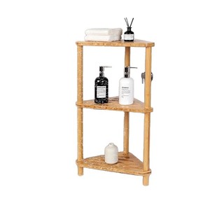 Tabouret de douche en bois Mu Ning, siège de bain en bois massif avec étagère de rangement pour articles de toilette et serviettes de salle de bain - Product Image 5