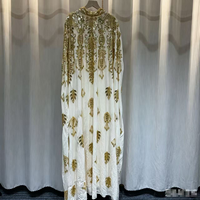 Robe de soirée de luxe en perles de cristal pour femme musulmane, Abaya, vêtements islamiques, élégante, manches chauve-souris, robe longue ample en mousseline