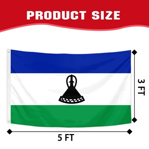 Banderas Personalizadas al por Mayor de 90x150cm, Bandera Nacional de Lesoto, Reino de Lesoto, Basotho Mokorotlo, Tricolor, Poliéster 100D - Product Image 3