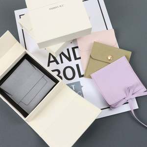 Luxurious Square Jewelry <b>Box</b> with Velvet Canvas and Customizable Super Fiber Sanding Storage Bag <b>Matching</b> Fabric Ear Cardstock - Product Image 1