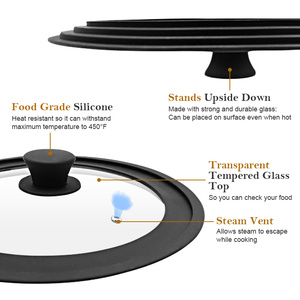 Nouvelle mise à niveau couvercle universel casserole bouchon anti-déversement couvercle de casserole couvercle de casserole en verre universel avec rebord en silicone - Product Image 2