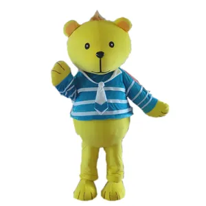 HOLA new yellow bear mascot costumes with uniforms for school team/mascot