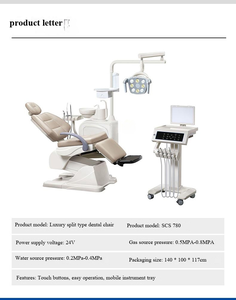 Fauteuil dentaire électrique pliant de luxe approuvé, avec plateau à instruments mobile en métal et plastique, lampe à capteur LED, 2/4 trous pour dentiste - Product Image 6