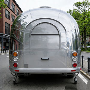 Carrito de Venta Móvil Plateado Mate Optimizado con Ruedas Dobles para Comida Callejera Urbana y Eventos - Product Image 3