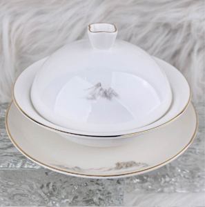 Service de vaisselle en porcelaine chinoise traditionnelle, motif montagne or et blanc, pour la maison et l'hôtellerie - Product Image 4