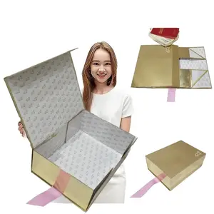 2024 cajas de Peluca de regalo con cierre magnético plegable cajas de cartón de lujo personalizadas embalaje para envío