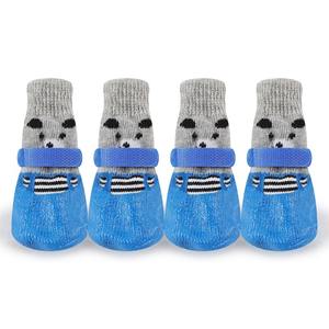 2025 precio bajo lindo perro impreso antideslizante protectores de patas tejido algodón mascotas calcetines perro zapatos de invierno - Product Image 3