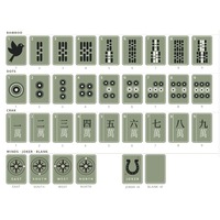 En gros, ensemble de tuiles de Mahjong américain en acrylique gravé motif campagne verte, tapis, supports et jeu de société de divertissement et de hasard