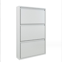 Armoire de rangement de chaussures mince murale et sans assemblage pour armoire à chaussures en métal mince Flip-Top