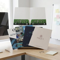 Carpeta Plegable A4 Personalizada, Impresión a Todo Color, Diseño de Bolsillo Troquelado, Ranura para Tarjetas de Visita, Organizador de Documentos de Oficina Plegable