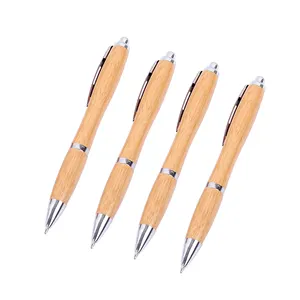 Factory Low Price Promo Bamboo Ballpoint Pens With Logo Writing Students Eco Customized Bamboo Ball Pen