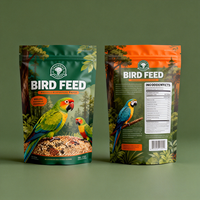 Sachet alimentaire personnalisé imprimé pour animaux de compagnie, réutilisable, avec fermeture éclair, en plastique laminé de qualité alimentaire pour aliments pour oiseaux