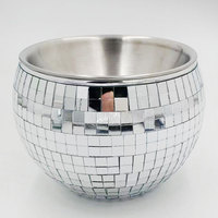 Disco Ball KTV Miroir Glaçage Bol Rond Verre Seau À Glace Vin Refroidisseur Parties Brillant Champagne Glace Refroidisseur Motif Décoratif
