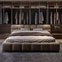 Lit de luxe en toile, mobilier de chambre à coucher haut de gamme, lit rembourré avec ressorts, disponible en tailles simple, double, queen, king et full.