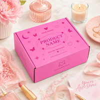 Boîtes d'expédition roses écologiques biodégradables personnalisées avec doublure en éponge, gaufrage, paillettes, matériaux recyclés, carton ondulé
