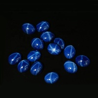 Pierre synthétique ovale à dos plat en gros, de 3x5 mm à 13x18 mm, saphir bleu étoile synthétique, cabochon