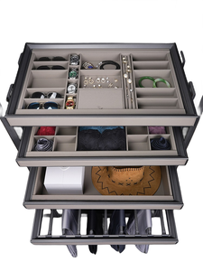 Armoire commodes aluminium cuir chambre bijoux tire diapositives stockage <span class=keywords><strong>pantalon</strong></span> support tiroirs vêtements suspendus placard organisateur - Product Image 2