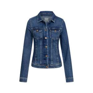 Veste en jean pour femme à simple boutonnage, coupe classique, coton lourd de qualité supérieure, bord brut, usage quotidien décontracté en hiver - Product Image 1