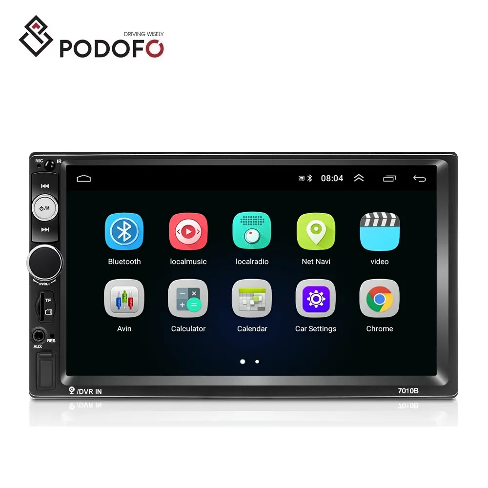 Podofo Android 8.1 2dinカービデオオートラジオ2dinステレオ7 "タッチスクリーンGPSWifiカーMP5プレーヤー7010