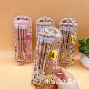 14 pz/scatola cartone animato triangolo capibara matita di legno con gomma temperamatite <span class=keywords><strong>penne</strong></span> supporto scrittura strumento di disegno scuola di cancelleria - Product Image 4