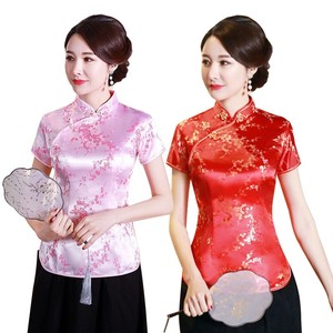 Vintage Blumen Damenbluse im chinesischen Stil, Sommerhemd, Neuheit Drachen-Kleidung, Oberteile in Übergröße 3XL 4XL - Product Image 1