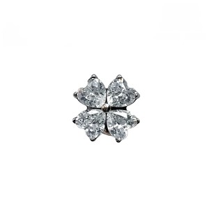 Titanium Alloy Four-Leaf Clover Earrings Heart-Shaped Zircon Flower <b>Studs</b> For Ear <b>Cartilage</b> Piercing Jewelry Gift - Product Image 5