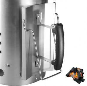 Hot Eco-Friendly <b>BBQ</b> Heavy Duty Deluxe Silver Stainless Steel Pit Barrel Cooker Rapid Chimney Starter Set Charcoal Grill Easily - Product Image 3