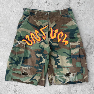 Shorts cargo camouflage vintage déchirés pour hommes, avec logo personnalisé, imprimé numérique intégral, motif chasse et lettres, style <span class=keywords><strong>Bermuda</strong></span> - Product Image 1