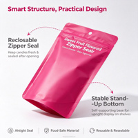 Sachet d'emballage alimentaire personnalisé imprimé avec fermeture éclair, fenêtre transparente et trou de suspension pour bonbons