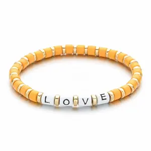 Paar Schmuck neue Buchstabe Boho Neon Farbe Liebe Luxus-Armbänder Armbänder für Damen individuell anpassen