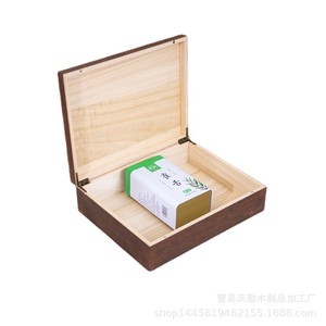 Caja de almacenamiento cuadrada de madera con tapa abatible, caja de embalaje para el hogar y uso diario, a prueba de polvo, caja de almacenamiento de madera color carbón. - Product Image 4
