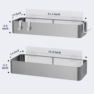 Bathroom <b>Shelf</b> Set <b>Wall</b> Mounted 50X30CM 2 Tier Rectangle Durable Storage For Toiletries - Product Image 2