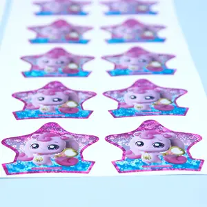 Wholesale Customized Kids Cartoon Stickers Bright Pink PET Self Adhesive Labels BPA Free