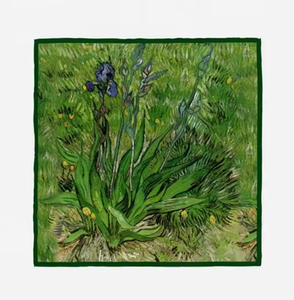 Pañuelo Cuadrado de Seda Sintética con Diseño de Flores de Iris de <span class=keywords><strong>Van</strong></span> <span class=keywords><strong>Gogh</strong></span>, Pañuelo para el Cabello, Pañuelo para el Cuello, MOQ Bajo - Product Image 3
