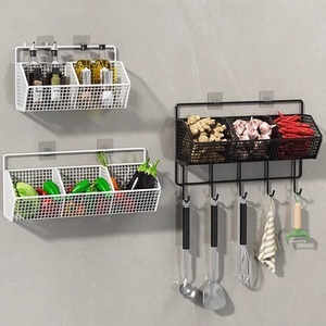Support de panier en fil métallique moderne à un niveau organisateur de cuisine en fer suspendu sans poinçon pour fruits légumes mural - Product Image 2