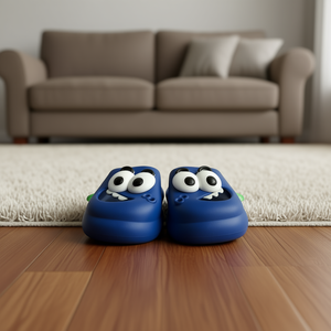 Pantofole blu con personaggi dei cartoni animati per bambini, taglia 18-35, suola antiscivolo in EVA, tomaia in PVC, adatte a tutte le stagioni - Product Image 2