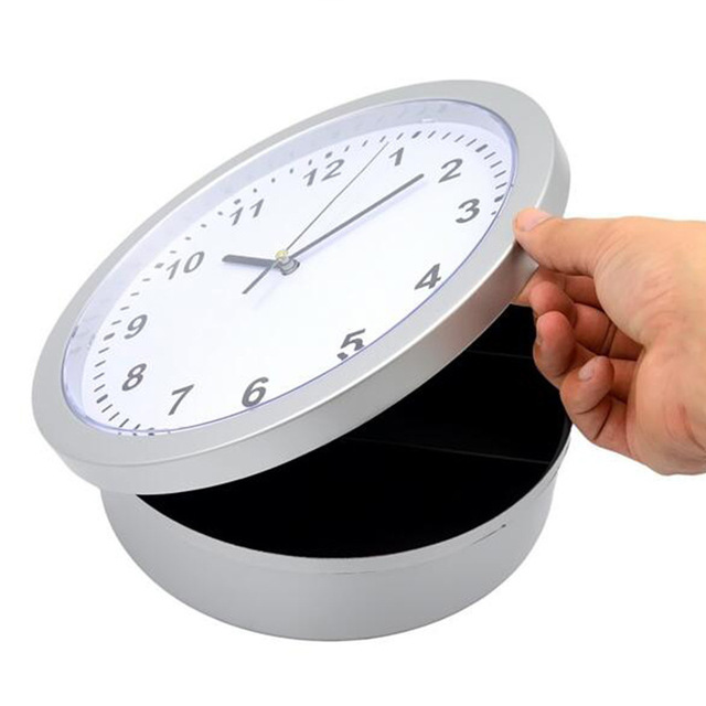 ABS Wall Clock Decorative Hidden Storage Compartment Secret Safe Stash Container Box for Money and Jewelry