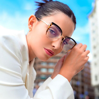 Nouvelles lunettes de vue anti-lumière bleue avec monture en métal œil-de-chat, monture de lunettes simple et tendance en Tr90, lunettes pour femme