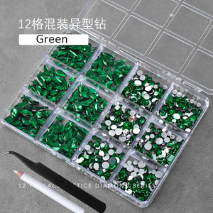 12 grilles 3D coloré multi-forme résine ongles strass dos plat cristal gemmes <span class=keywords><strong>Nail</strong></span> <span class=keywords><strong>Art</strong></span> breloques <span class=keywords><strong>manucure</strong></span> avec stylo et pince à épiler - Product Image 6
