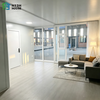 Rumah Prefabrikasi Kontainer Baja Ekspansi Ukuran Khusus 20Ft 40Ft 30Ft, Villa 2-5 Kamar Tidur Mewah Portabel Panel Sandwich